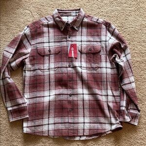 NWT Wolverine Brown and White Plaid Flannel Shirt
